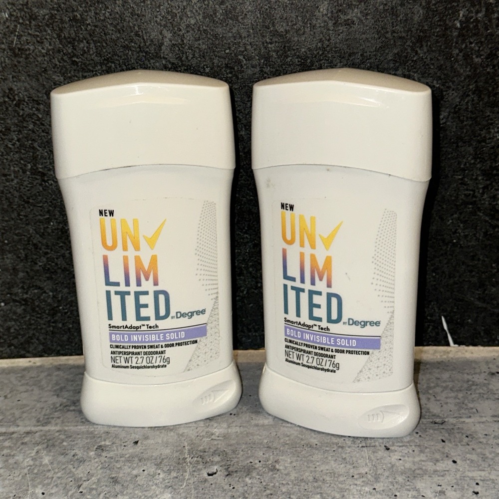 2 Lot Degree Unlimited Antiperspirant Deodorant 2.7 Oz Bold Invisible Solid Read